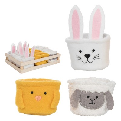 Transpac Felt Easter Friends Basket In Crate S/12 Home Decorations Easter
