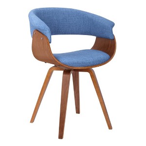 FurniFact,Mid-Century Modern Dining Chair in Blue Fabric with Walnut Wood Frame - 1 of 4