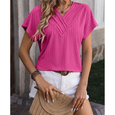 Women's Summer Shirt V-Neck Chain Shirt Short Sleeved T-Shirt for Women