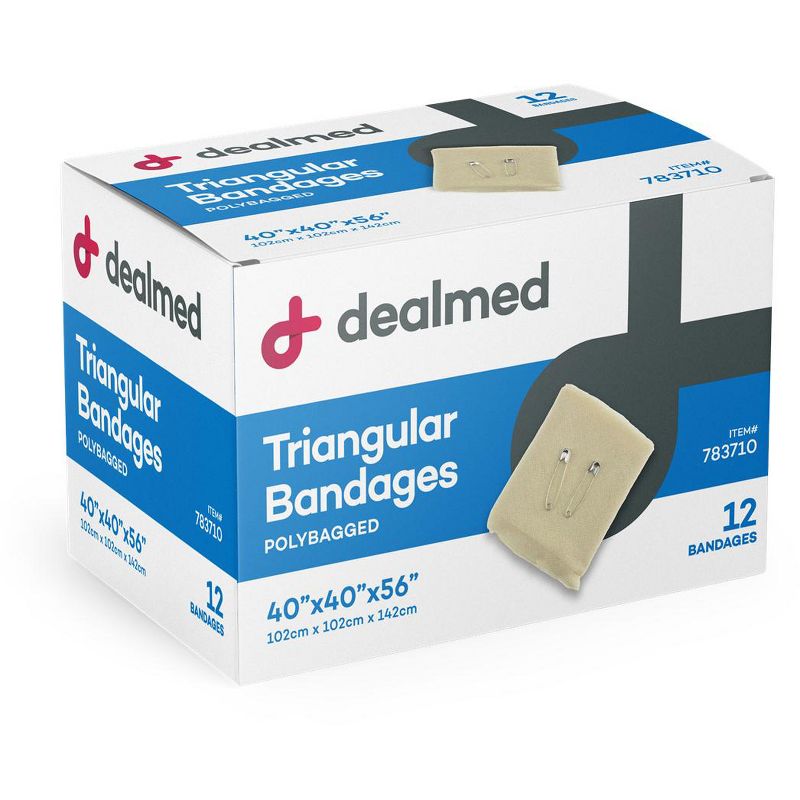 Dealmed Triangular Bandages with 2 Safety Pins, Latex Free Compression Wrap, 12 Count, 1 of 5