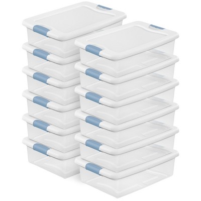 Sterilite Clear Plastic Stackable Storage Container Bin Box Tote with White Latching Lid Organizing Solution for Home & Classroom