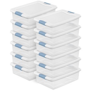 Sterilite Clear Plastic Stackable Storage Container Bin Box Tote with White Latching Lid Organizing Solution for Home & Classroom - 1 of 4