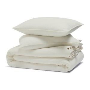 100% Cotton Linen Texture Vintage Wash Percale Duvet Cover Set by Blue Nile Mills - 1 of 4