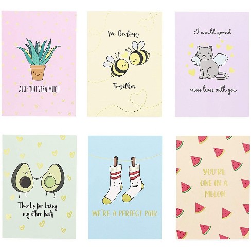 Pipilo Press 12 Pack Cute Valentine’s Day Greeting Cards with Puns, Funny Cartoon Designs, 5 x 7 In - image 1 of 4