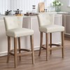Lyngins Bar Stool with Curved Backrest,Kitchen Chair with Hardwood Frame,Cow Top Leather Counter Stool for Kitchen Island,Pub - 2 of 4
