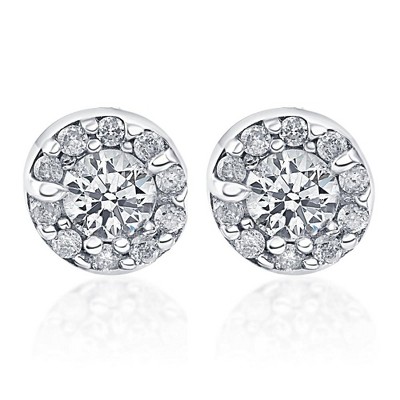 Pompeii3 1/2ct Halo Diamond Studs 14K White Gold