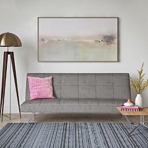 Garvee Modern Convertible futon Sofa Bed, Fabric loveseat with Metal Legs, Adjustable backrest, Gray - 1 of 4