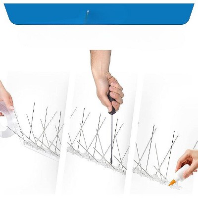 Stainless Steel Bird Deterrent Spikes with UV-Resistant Base - 118"