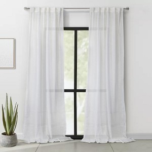 Habitat Alicante Sheer Dual Header Slub Sheer Fabric Curtain Panel for Brighten Any Living Space White - 1 of 4