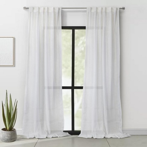 Habitat Alicante Sheer Dual Header Slub Sheer Fabric Curtain Panel for Brighten Any Living Space White - image 1 of 4