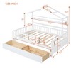 Kids House Bed Sturdy Wood Frame No Box Spring Required Bed Frame for Toddler Kids Girls Boys (77.6''L x 57.8''W x 70.9''H) White - 2 of 4