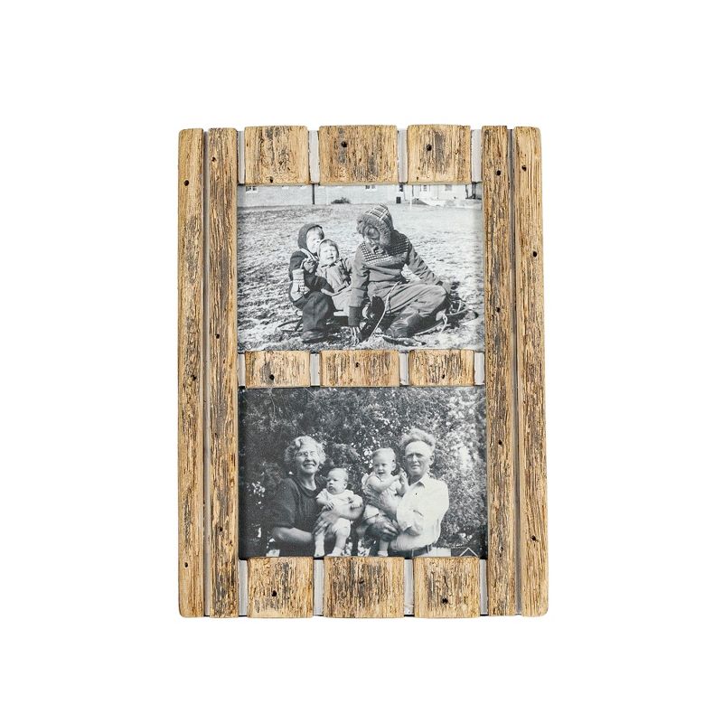 5x7 Inch 2 Photo Striped Driftwood Collage Picture Frame Wood, MDF & Glass by Foreside Home & Garden, 1 of 8