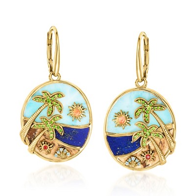 Ross-Simons 0.40 ct. t.w. Multi-Gemstone Beach Drop Earrings in 18kt Gold Over Sterling