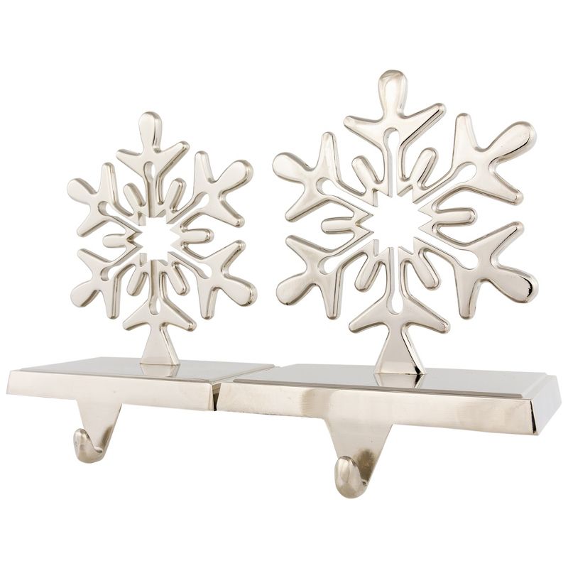 Northlight Set of 2 Solid Silver Snowflake Cutout Christmas Metal Stocking Holders 6.5", 4 of 7