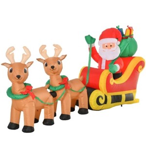 TopComfy Decorative Holiday Scene Props Christmas Decor Inflatable Santa Claus with Sleigh and Reindeer for Yard, Multicolored, 10.64"*6.3"*13.79" - 1 of 4