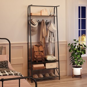 Coat Rack, Hall Tree with Shoe Bench, Entryway Bench with Coat Rack, 4-in-1, with Hooks, a Hanging Rod, Multifunctional Hallway Organizer - 1 of 4
