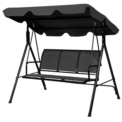 Tangkula Outdoor Porch Swing Canopy Patio Swing Chair 3 Person Canopy Hammock