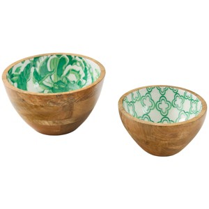 Patricia Heaton Home Green Florals And Flitters Serving Bowls Set of 2 - 1 of 3