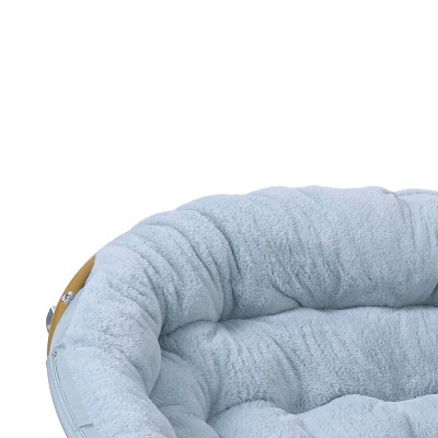 aqua fabric/soft gold frame