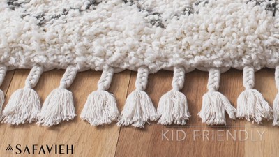 Ivory and Grey Moroccan Fringe Shag 8' x 10' Area Rug