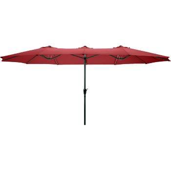 Extra Large Outdoor Umbrella - 15 Ft Double Patio Shade with Easy Hand Crank for Outdoor Furniture, Deck, Backyard, or Pool