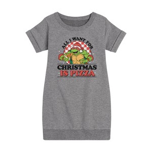 Girls' - Teenage Mutant Ninja Turtles - All I Want For Christmas Graphic Short Sleeve Fleece Dress - 1 of 4