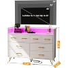 Dresser for Bedroom with LED Light Charging Station, 8 Drawers Wooden Dressers with Open Space, Vintage Chest of Wide Drawers - 3 of 4