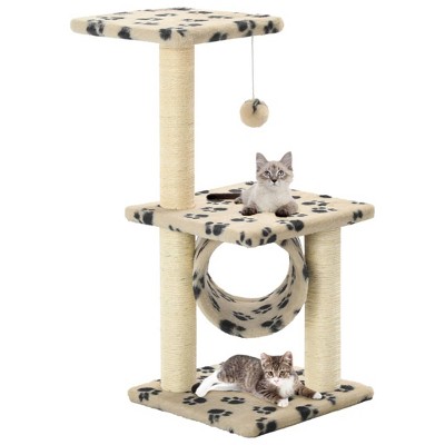 vidaXL Cat Tree Beige with black paw prints