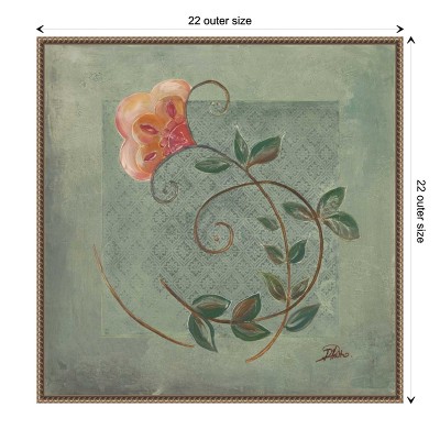 Floral Ornaments in Green II Abstract Canvas Print with Bronze Frame