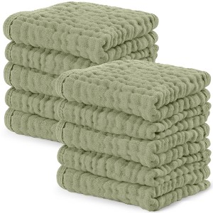 Baby Washcloths Muslin Cotton, Large 10”x10” by Comfy Cubs - 1 of 4