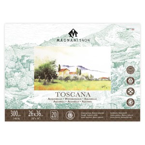Magnani 1404 Toscana Rough 100% Cotton Watercolor Paper Block, 20 Sheets,  140 lb, Acid-Free, UV Resistant,  Vegan Sized Water Color Paper for - 1 of 4