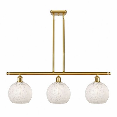 White Mouchette - 3 Light Stem Hung Island In Modern Style-10.5 Inches Tall and 36 Inches Wide