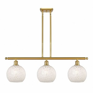 White Mouchette - 3 Light Stem Hung Island In Modern Style-10.5 Inches Tall and 36 Inches Wide - 1 of 1