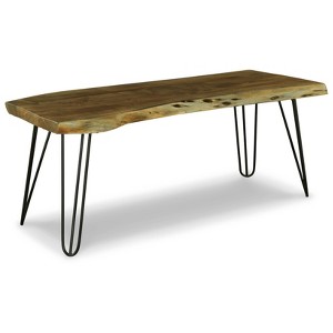 Haileeten Accent Bench Black/Gray/Brown/Beige - Signature Design by Ashley: Metal Frame, Indoor Use, Live Edge Design - 1 of 4