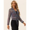 Allegra K Women's Collar See Through Drawstring Lightweight Zipper Crop Jacket - 4 of 4