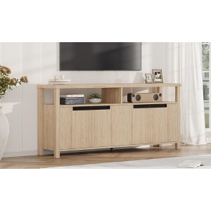 Farmhouse TV Stand for 75/80 Inch TVs, Long Entertainment Center w/ Storage Drawer &OpenShelf, Television Consoles Stands for living room - 1 of 4