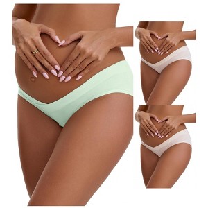 INSPIRE CHIC Women's Cotton Low Waist Under the Bump Maternity Briefs Pregnancy Underwear 3 Packs - 1 of 4