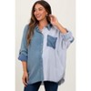 Pinkblush Blue Colorblock Stripe Oversized Maternity Button Down - 2 of 4