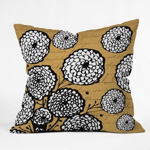 Julia Da Rocha Flowery Letter Throw Pillow Yellow - Deny Designs: Indoor Square Polyester Cushion - 1 of 4