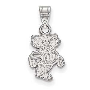 Black Bow Jewelry Sterling Silver Wisconsin Badgers NCAA Small Pendant - 1 of 3
