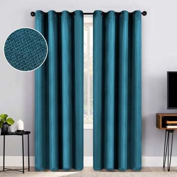 Modern Farmhouse Rustic Textured Room Darkening Semi-Blackout Curtains, Set of 2 by Blue Nile Mills