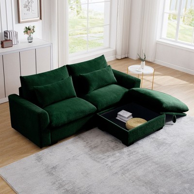 NicBex Couches for Living Room Deep Seat 2-Seater Sofa Couch Comfort Corduroy Upholstered Sofa With Pillows and Storage for Bedroom