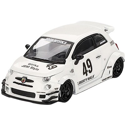 ABARTH 595 #49 "LB-Works x Abas Works" Gara White Limited Edition 1/64 Diecast Model Car by Mini GT