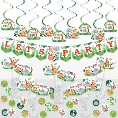 Big Dot of Happiness Jungle Party Animals - Safari Zoo Animal Birthday Party or Baby Shower Supplies Decoration Kit - Decor Galore Party Pack - 51 Pc