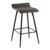 26" Contemporary Fixed-Height Counter Stool in Steel and Faux Leather with Square Metal Footrest, Set of 2 - 2 of 4