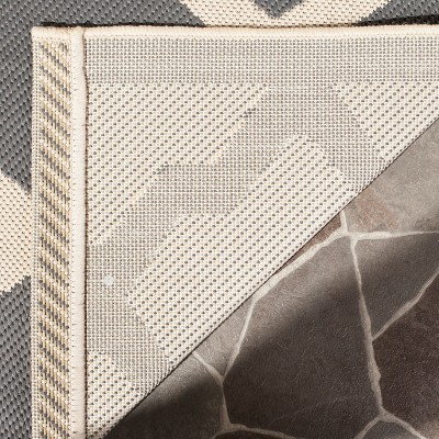 Anthracite & Beige 59" Square Flat-Woven Synthetic Reversible Rug