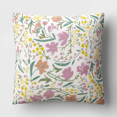 Quilted Floral Easter Square Throw Pillow Ivory - Threshold™