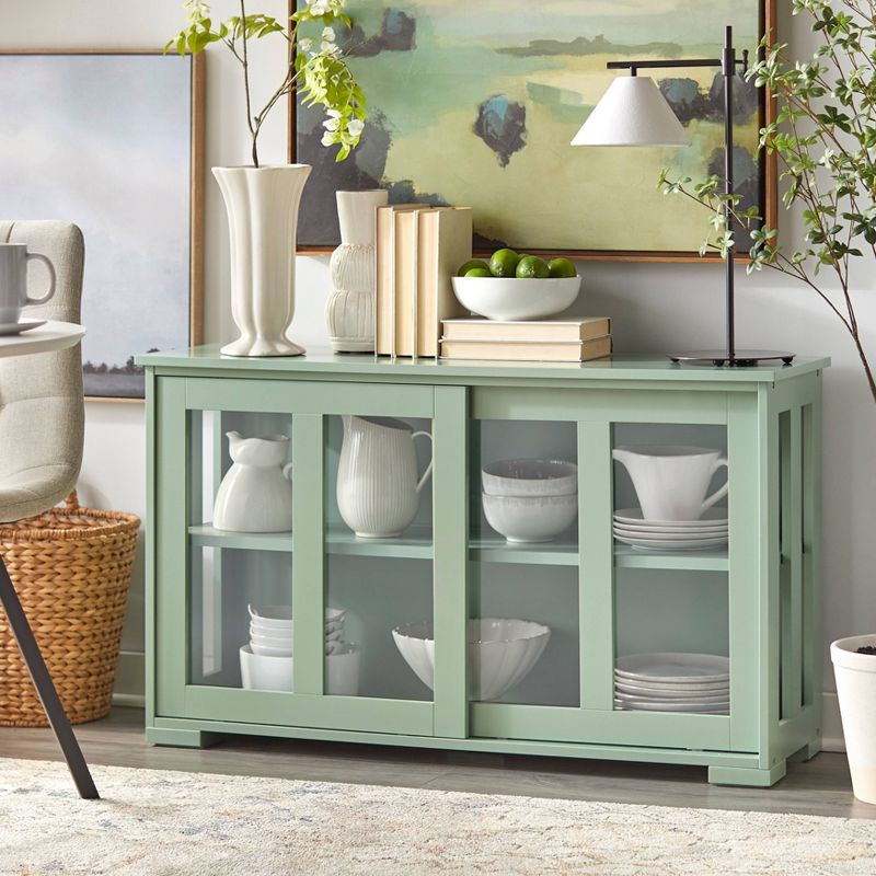 Pacific Stackable Cabinet with Sliding Glass Doors Mint Green - Buylateral, 3 of 8