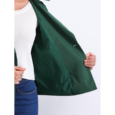 Allegra K Women's Casual Notched Lapel Double Breasted Outerwear Short Jacket Small Green — фото 5