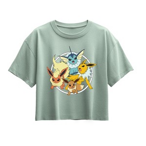 Girls' - Pokémon - Eevee Group Short Sleeve Boxy Graphic T-Shirt - 1 of 1